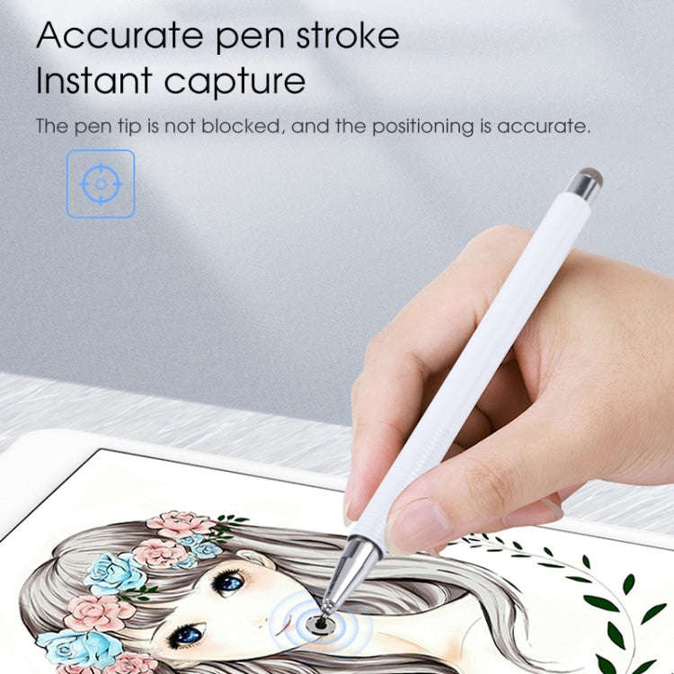 361 2 in 1 Universal Silicone Disc Nib Stylus Pen with Mobile Phone Writing Pen & Magnetic Cap(Wh...