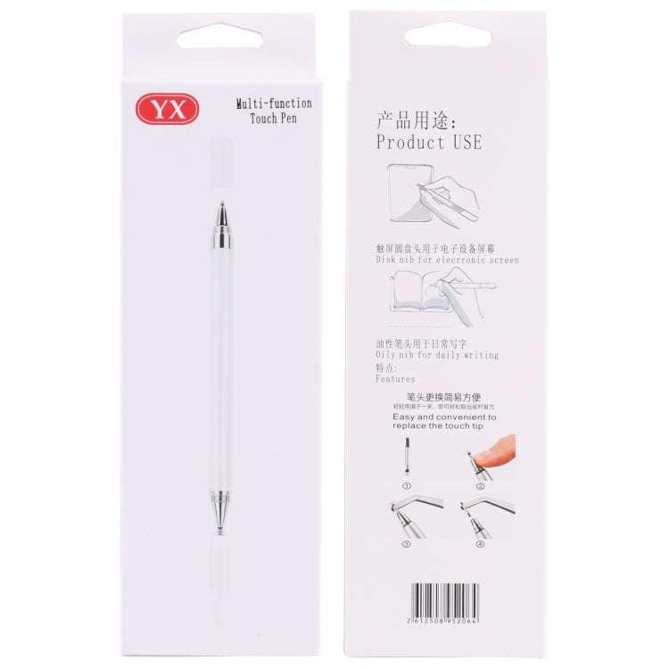Pt360 2 in 1 Universal Silicone Disc Nib Stylus Pen with Common Writing Pen Function (Silver)