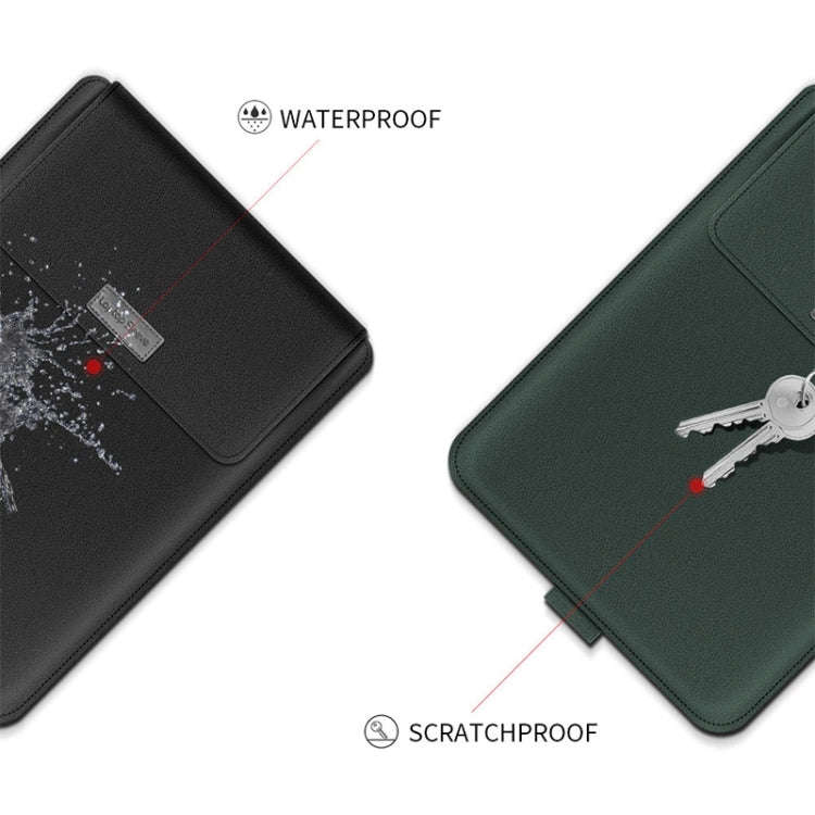 4 in 1 Universal Waterproof PU Leather Laptop Liner Bag with Handle & Stand & Pen Holder + 2 Wind...