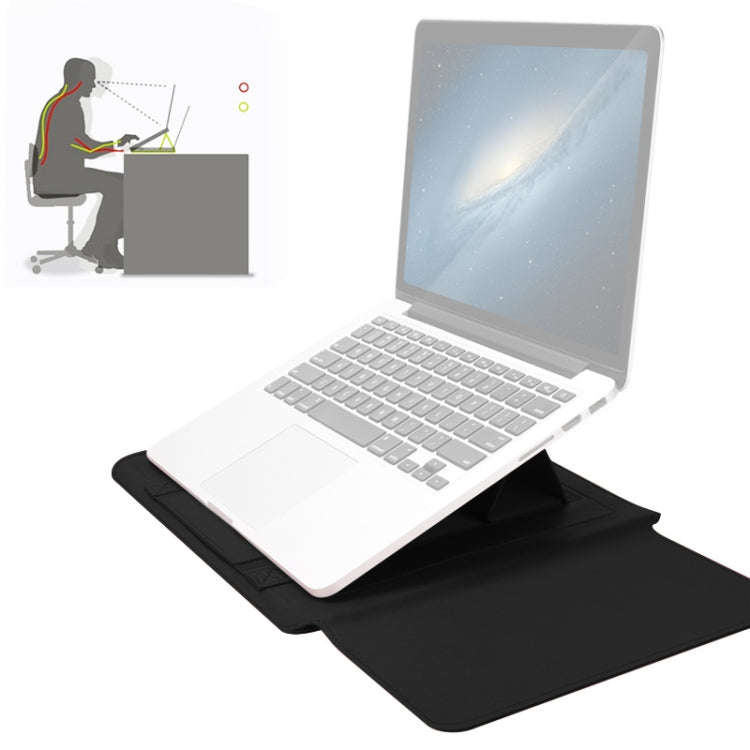 4 in 1 Universal Waterproof PU Leather Laptop Liner Bag with Handle & Stand & Pen Holder + 2 Wind...