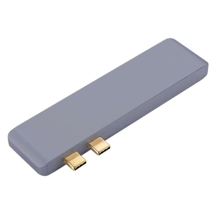 6 in 1 Multi-function Aluminium Alloy 5Gbps Transfer Rate Dual USB-C / Type-C HUB Adapter with 2 ...