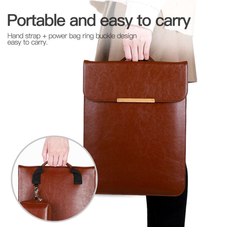 13.3 inch Laptop 2 in 1 PU Leather Sleeve Liner Bag with Mouse Storage Bag(Black)