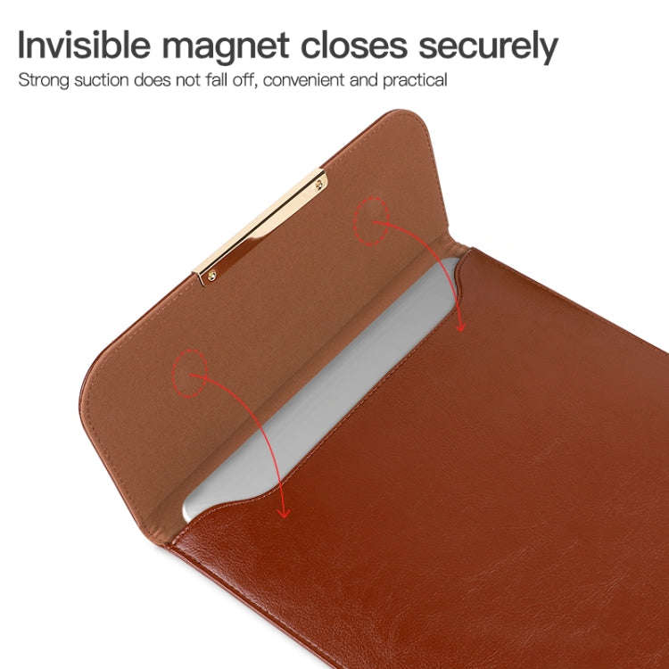 13.3 inch Laptop 2 in 1 PU Leather Sleeve Liner Bag with Mouse Storage Bag(Black)