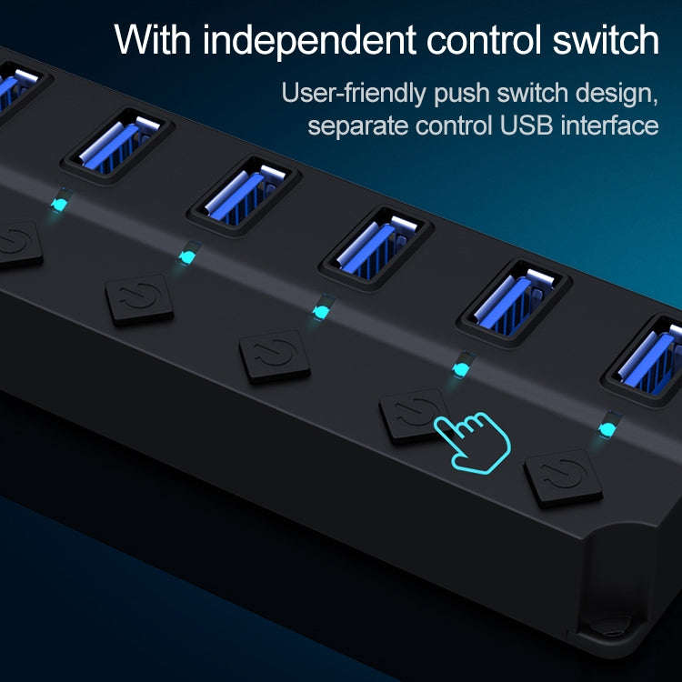 7 Ports USB 3.0 High Speed Multi Hub Expansion with Switch for PC & Laptop
