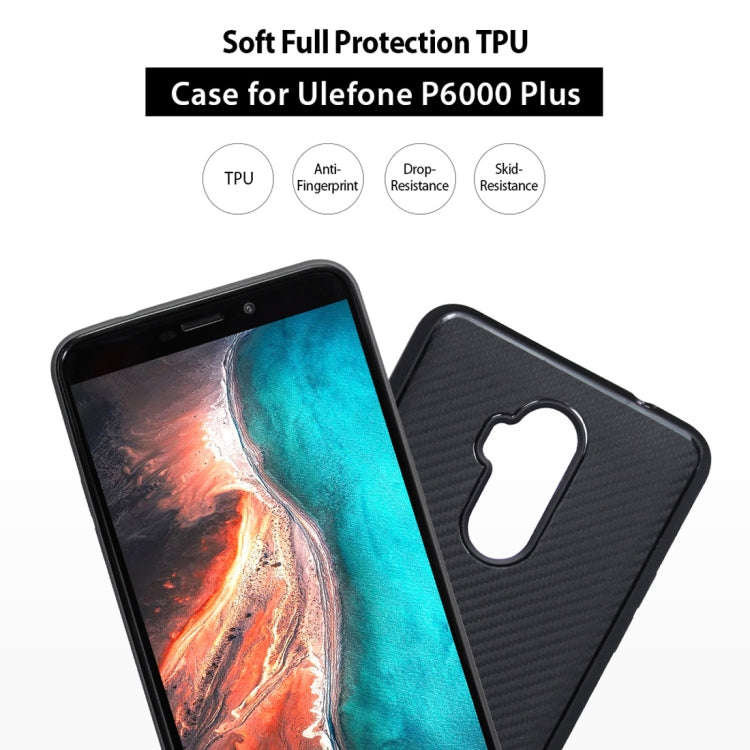 Shockproof Carbon Fiber Texture TPU Case for ULEFONG P6000 Plus / Power L3 (Black)