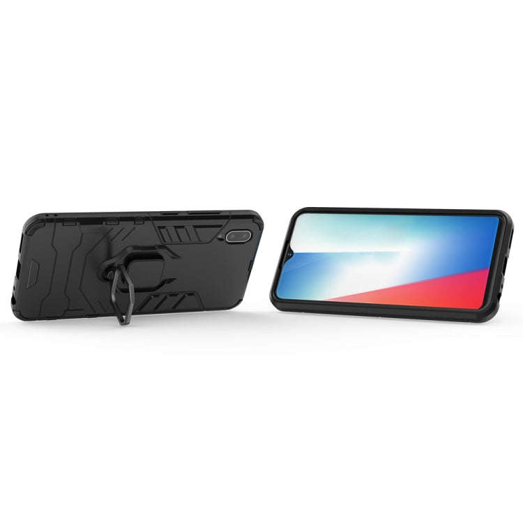 PC + TPU Shockproof Protective Case with Magnetic Ring Holder for Vivo Y93(Black)
