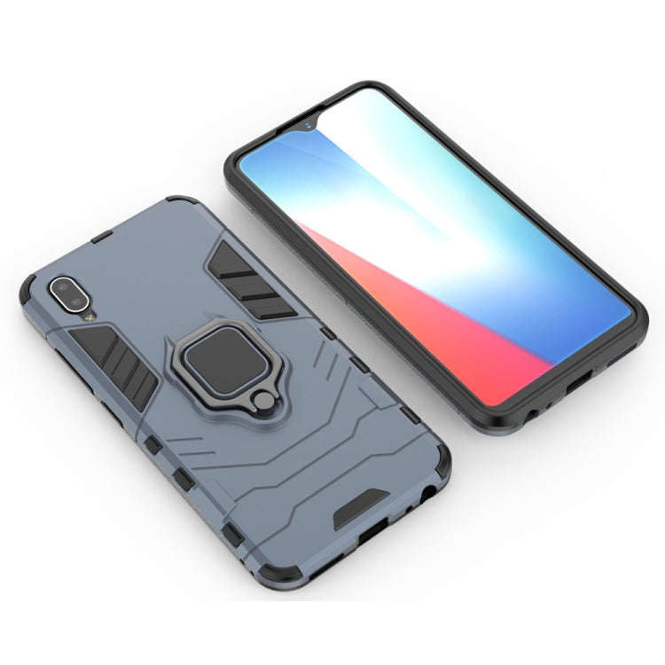 PC + TPU Shockproof Protective Case with Magnetic Ring Holder for Vivo Y93(Navy Blue)