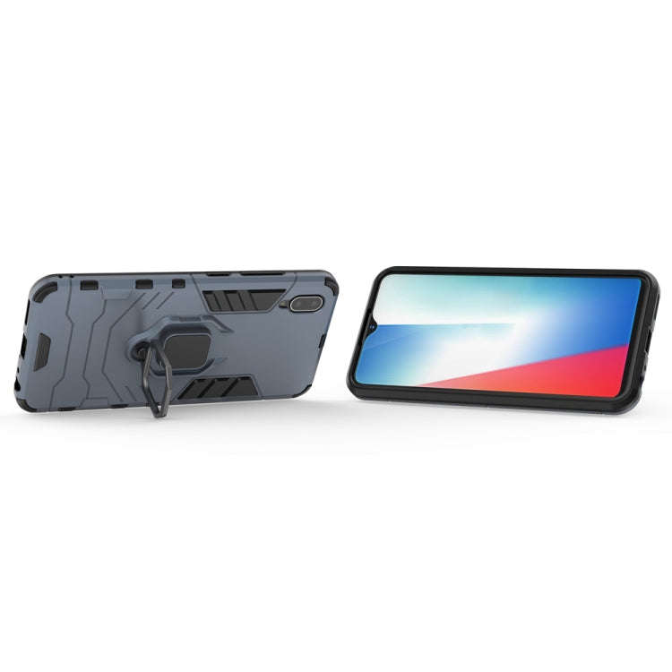 PC + TPU Shockproof Protective Case with Magnetic Ring Holder for Vivo Y93(Navy Blue)