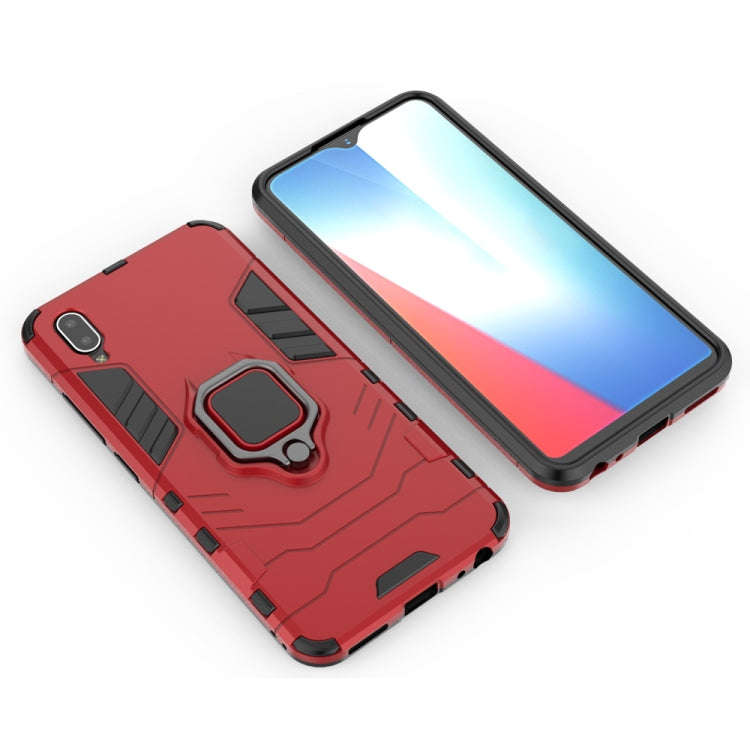 PC + TPU Shockproof Protective Case with Magnetic Ring Holder for Vivo Y93(Red)
