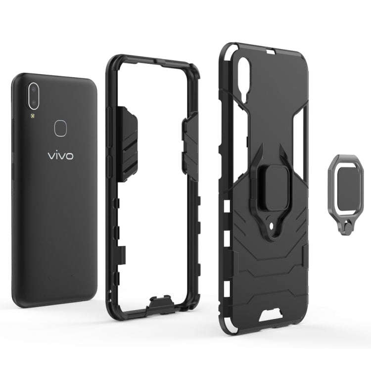 PC + TPU Shockproof Protective Case with Magnetic Ring Holder for Vivo Y93(Red)