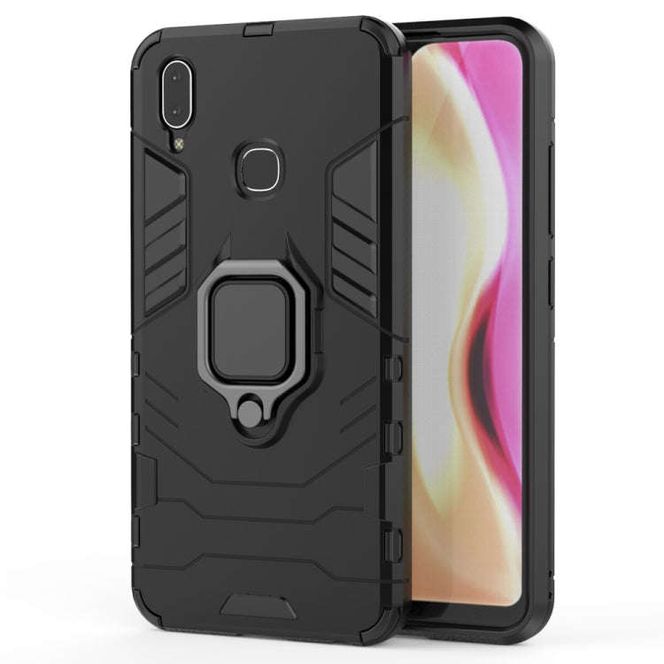 PC + TPU Shockproof Protective Case with Magnetic Ring Holder for Vivo Y95 (Black)