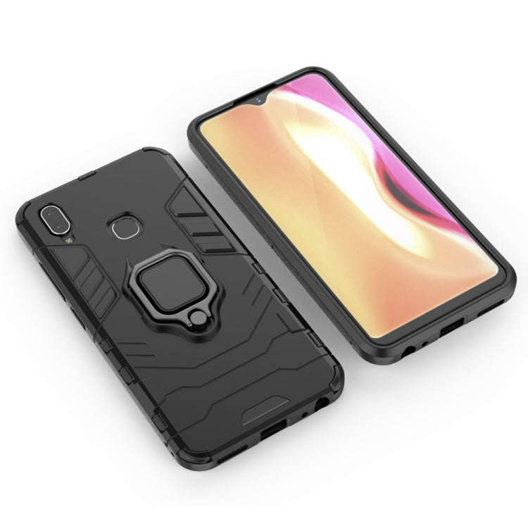 PC + TPU Shockproof Protective Case with Magnetic Ring Holder for Vivo Y95 (Black)