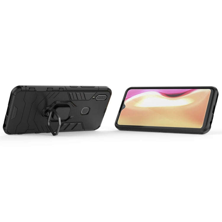 PC + TPU Shockproof Protective Case with Magnetic Ring Holder for Vivo Y95 (Black)