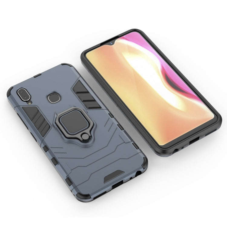 PC + TPU Shockproof Protective Case with Magnetic Ring Holder for Vivo Y95 (Navy Blue)