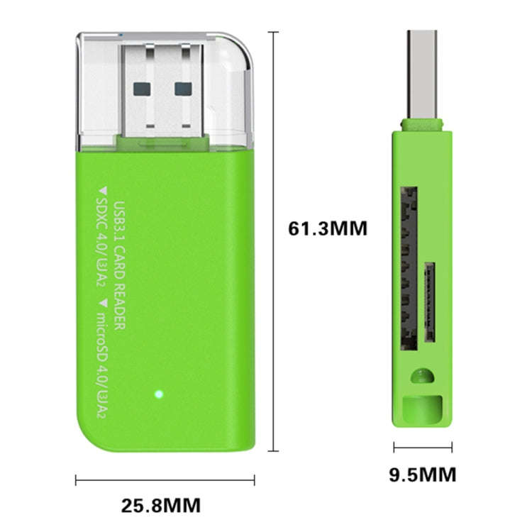 V30 / V60 / V90 USB3.1 Multifunction Card Reader Support SD / TF Card (Green)