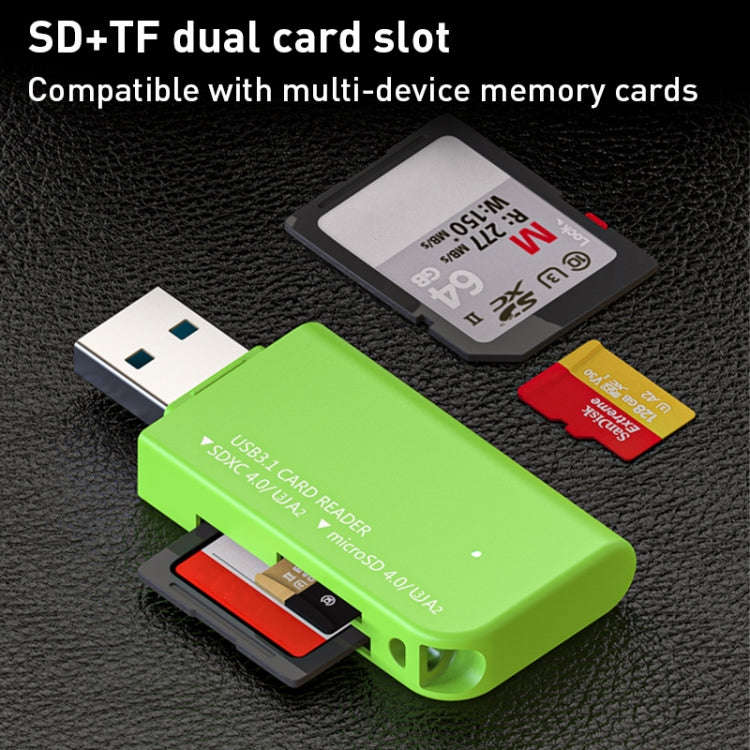V30 / V60 / V90 USB3.1 Multifunction Card Reader Support SD / TF Card (Green)