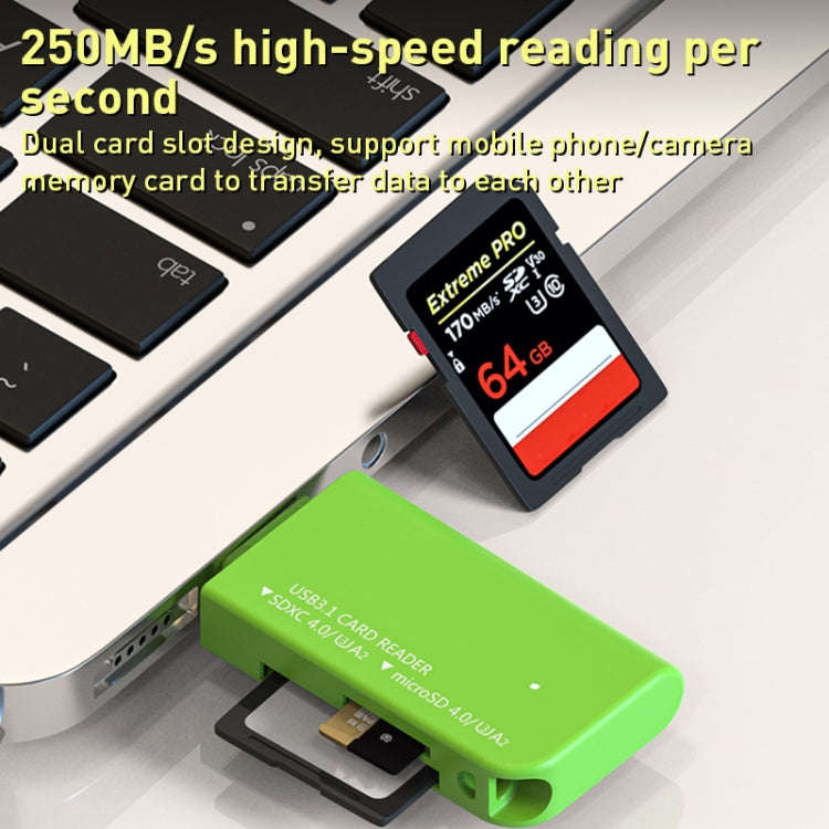V30 / V60 / V90 USB3.1 Multifunction Card Reader Support SD / TF Card (Green)