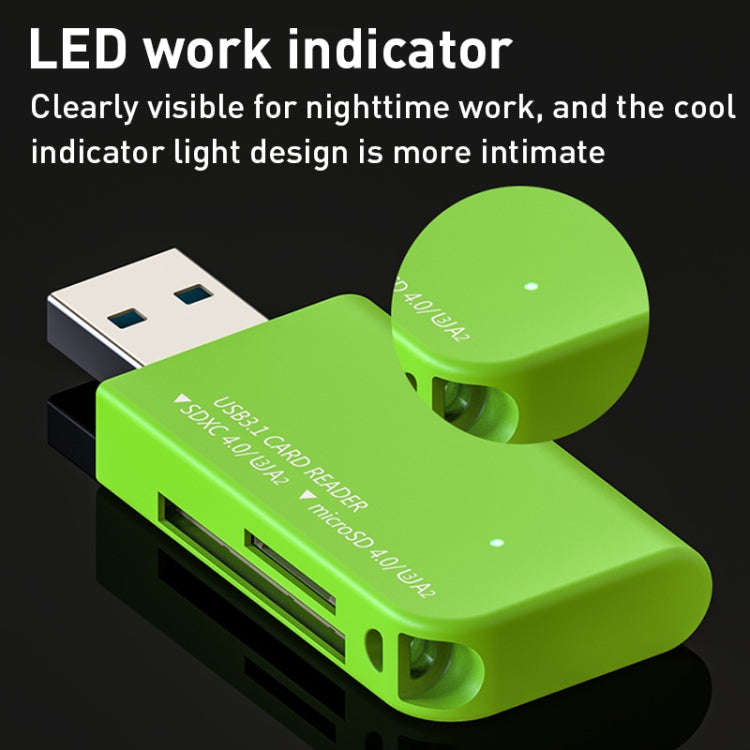 V30 / V60 / V90 USB3.1 Multifunction Card Reader Support SD / TF Card (Green)
