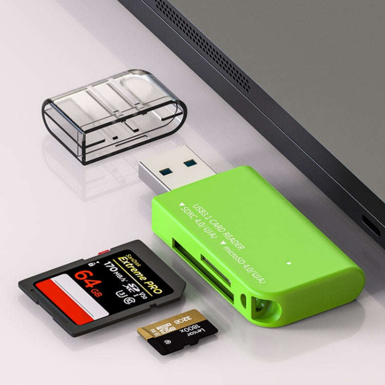 V30 / V60 / V90 USB3.1 Multifunction Card Reader Support SD / TF Card (Green)