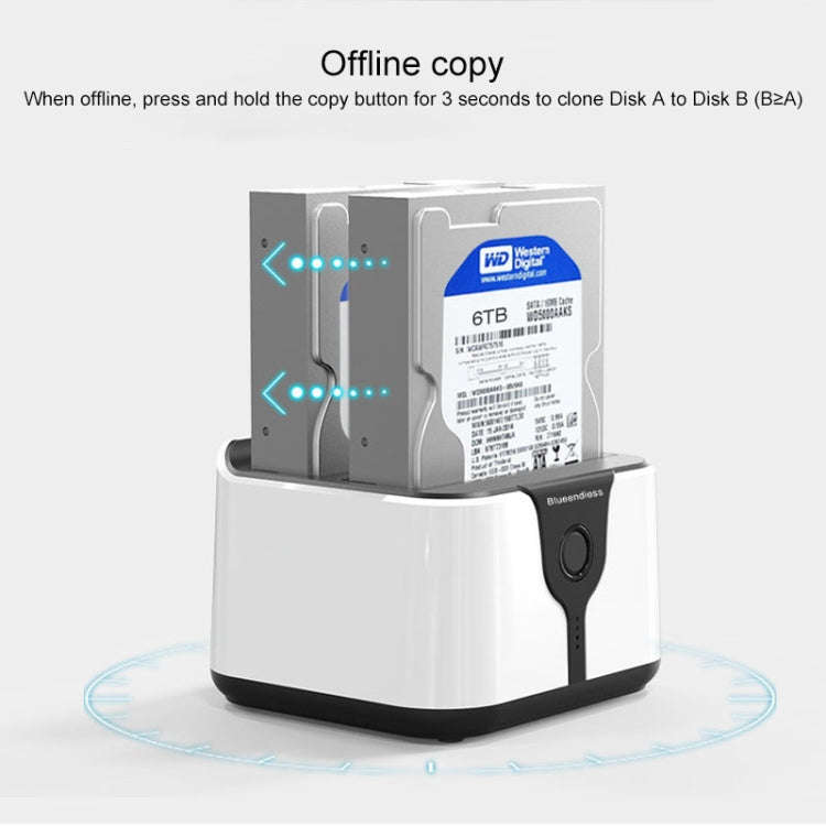Blueendless 2.5 / 3.5 inch SATA USB 3.0 2 Bay Hard Drive Dock (EU Plug)
