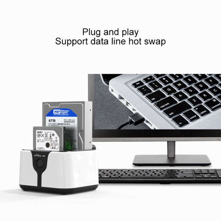 Blueendless 2.5 / 3.5 inch SATA USB 3.0 2 Bay Hard Drive Dock (EU Plug)