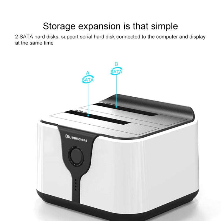 Blueendless 2.5 / 3.5 inch SATA USB 3.0 2 Bay Hard Drive Dock (EU Plug)