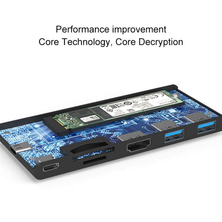 Blueendless 6 In 1 Multi-function Type-C / USB-C HUB Expansion Dock M.2 NGFF Solid State Drive