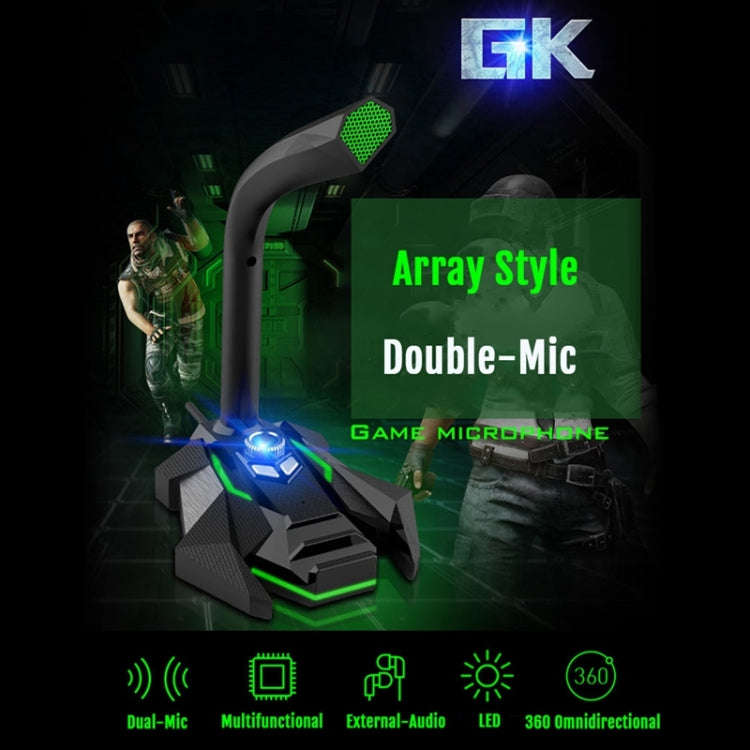 GK Desktop Omnidirectional USB Wired Dual Mic Condenser Microphone, Built-in Sound Card, Compatib...