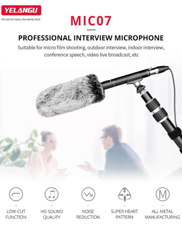 YELANGU YLG9933A MIC07 Professional Interview Condenser Video Shotgun Microphone with 6.5mm Audio...