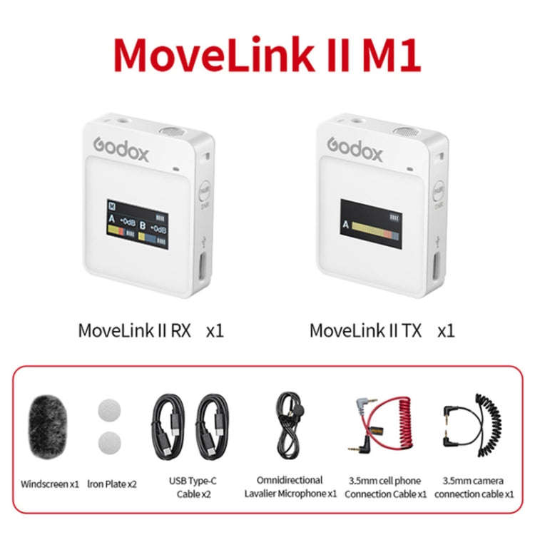 Godox MoveLink II M1 Wireless Lavalier Microphone System with Transmitters and Receiver for DSLR ...