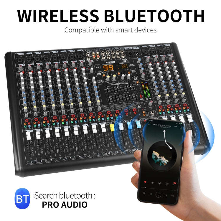 XTUGA B1404FX 14 Channels Bluetooth Audio Mixer Digital DJ Controller Sound Mixing Console (EU Plug)