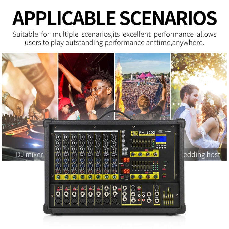 XTUGA PM1202 900W 10 Channel Stage Power Mixer 24Bit Multil-FX Processor Dual 99 DSP Effect DJ Am...