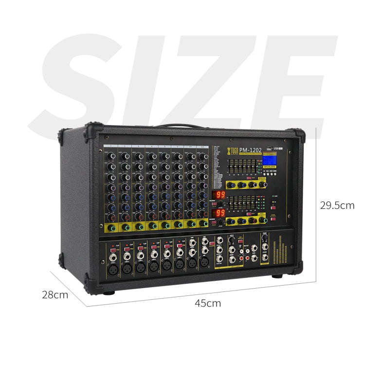 XTUGA PM1202 900W 10 Channel Stage Power Mixer 24Bit Multil-FX Processor Dual 99 DSP Effect DJ Am...