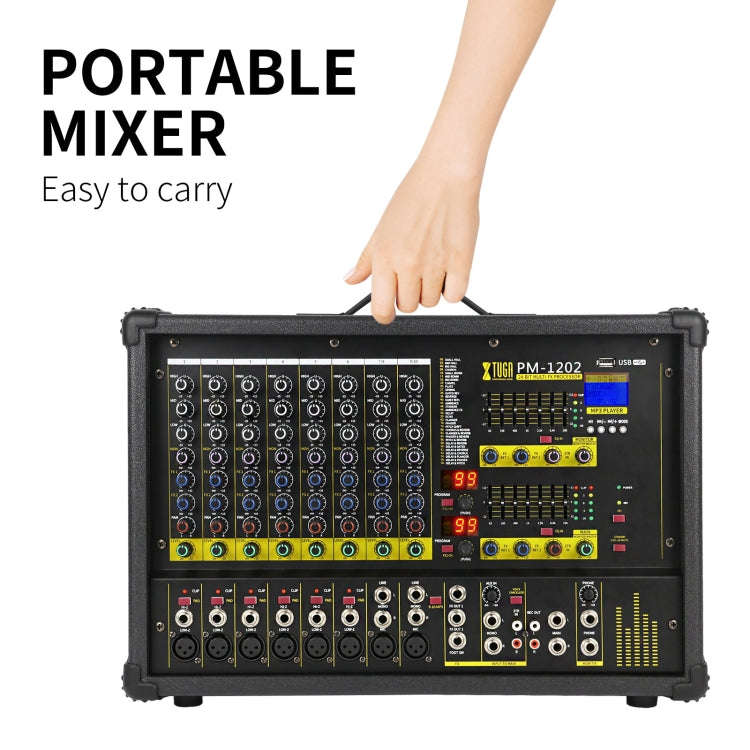 XTUGA PM1202 900W 10 Channel Stage Power Mixer 24Bit Multil-FX Processor Dual 99 DSP Effect DJ Am...
