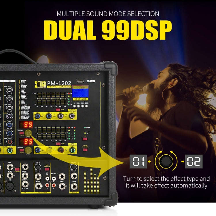 XTUGA PM1202 900W 10 Channel Stage Power Mixer 24Bit Multil-FX Processor Dual 99 DSP Effect DJ Am...