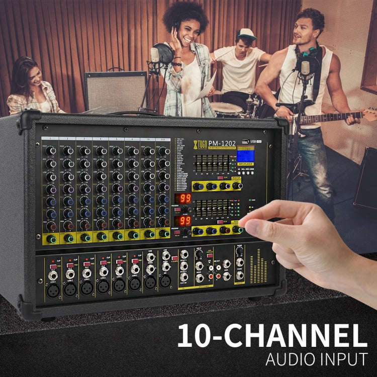XTUGA PM1202 900W 10 Channel Stage Power Mixer 24Bit Multil-FX Processor Dual 99 DSP Effect DJ Am...