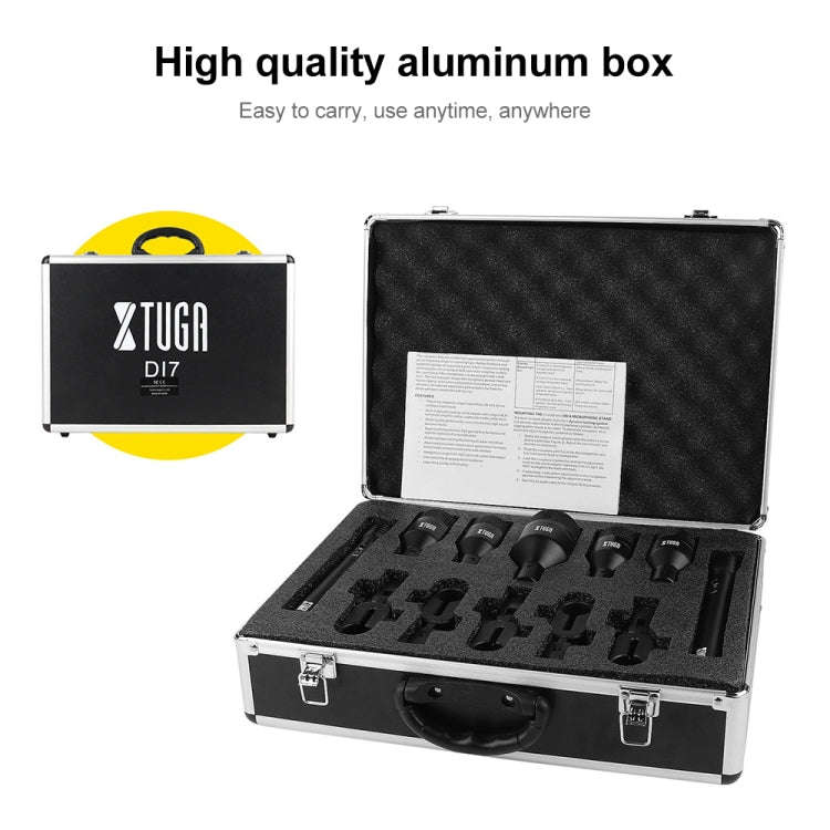 XTUGA DI7 7-Piece Wired Dynamic Drum Mic Kit Kick Bass Tom/Snare Cymbals Microphone Set with XLR ...