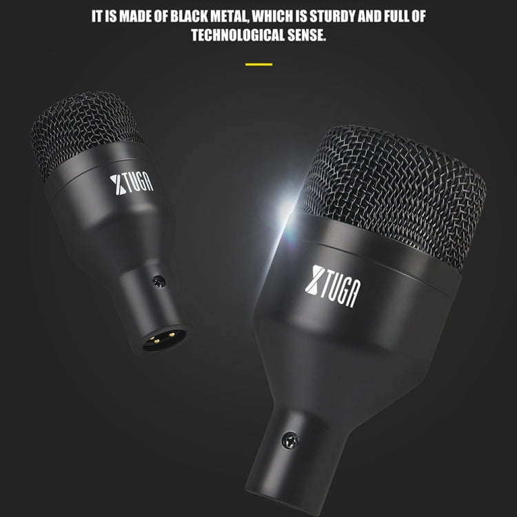 XTUGA DI7 7-Piece Wired Dynamic Drum Mic Kit Kick Bass Tom/Snare Cymbals Microphone Set with XLR ...
