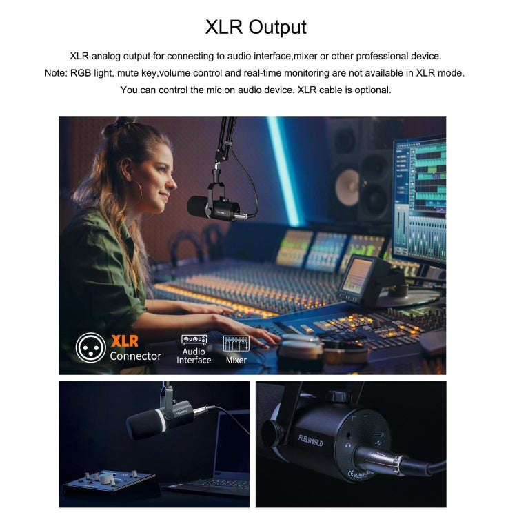 FEELWORLD PM1-AS XLR/USB Dynamic Microphone for Podcasting Recording Gaming Live Streaming with B...