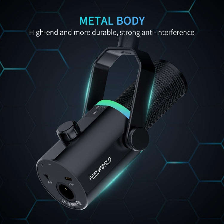 FEELWORLD PM1 XLR/USB Dynamic Microphone for Podcasting Recording Gaming Live Streaming (Black)