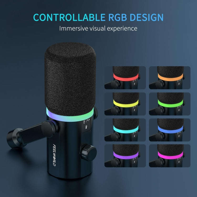 FEELWORLD PM1 XLR/USB Dynamic Microphone for Podcasting Recording Gaming Live Streaming (Black)