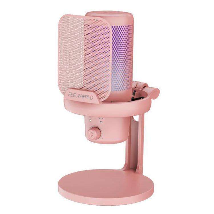 FEELWORLD VM1 USB Condenser Gaming Microphone for Streaming Noise Cancellation Mute RGB Light Des...