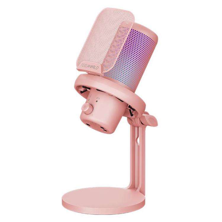 FEELWORLD VM1 USB Condenser Gaming Microphone for Streaming Noise Cancellation Mute RGB Light Des...