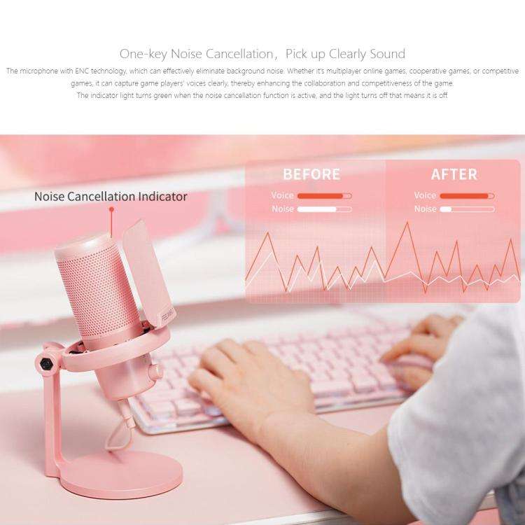 FEELWORLD VM1 USB Condenser Gaming Microphone for Streaming Noise Cancellation Mute RGB Light Des...