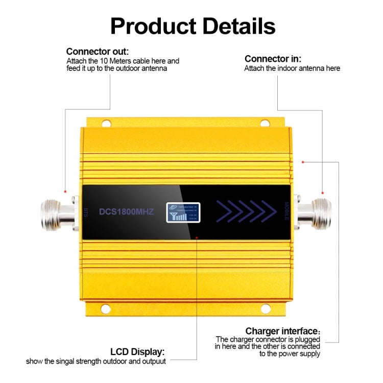 DCS-LTE 4G Phone Signal Repeater Booster, AU Plug(Gold)