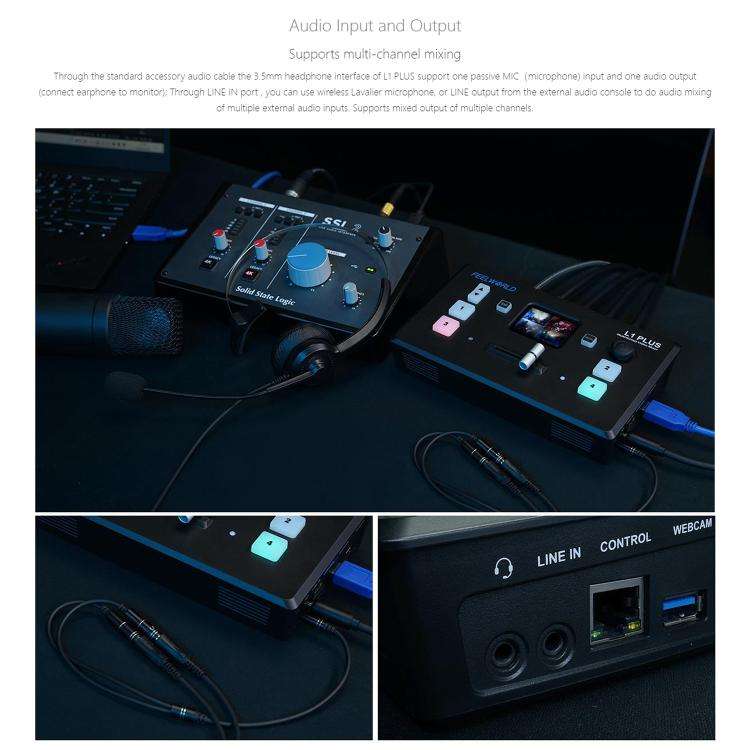 FEELWORLD L1 PLUS Multi-camera Video Mixer Switcher Touch Screen PTZ Control USB3.0 Fast Streamin...