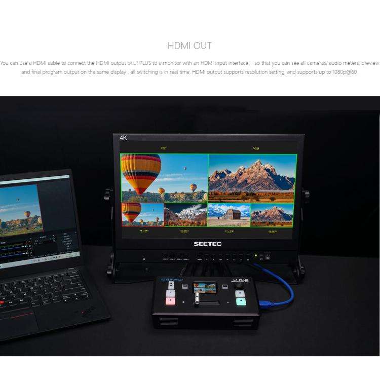 FEELWORLD L1 PLUS Multi-camera Video Mixer Switcher Touch Screen PTZ Control USB3.0 Fast Streamin...