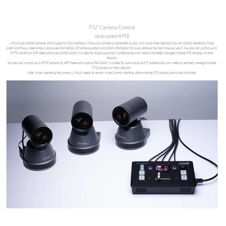 FEELWORLD L1 PLUS Multi-camera Video Mixer Switcher Touch Screen PTZ Control USB3.0 Fast Streamin...