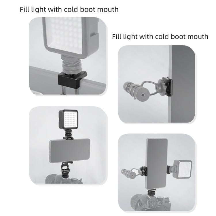 BEXIN PH-01 Desktop Live Broadcast Bracket 360 Phone Clamp Dual Cold Shoes Mount (Black)