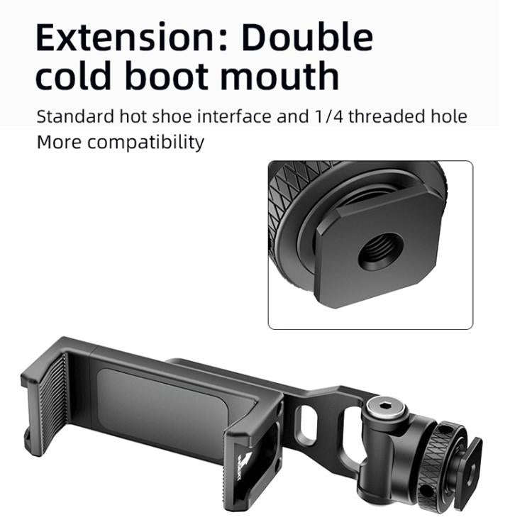 BEXIN PH-01 Desktop Live Broadcast Bracket 360 Phone Clamp Dual Cold Shoes Mount (Black)